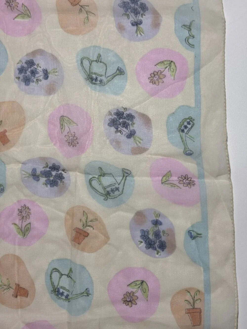 Bill Blass Cream & Multi Color Pastels Vintage Silk Square Scarf
